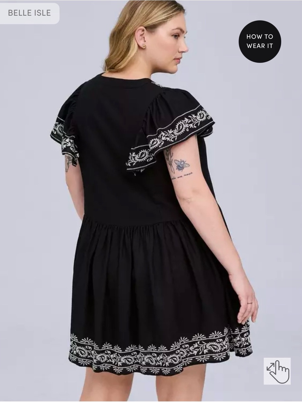 torrid Deep Black Belle Isle Flutter Trapeze Mini Dress 1X NWT - Picture 3 of 10